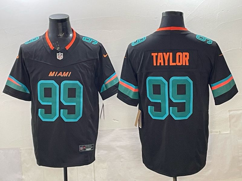 Men 2025 Nike Miami Dolphins #99 Taylor Black Throwback 5th generation Limited NFL Jersey 02